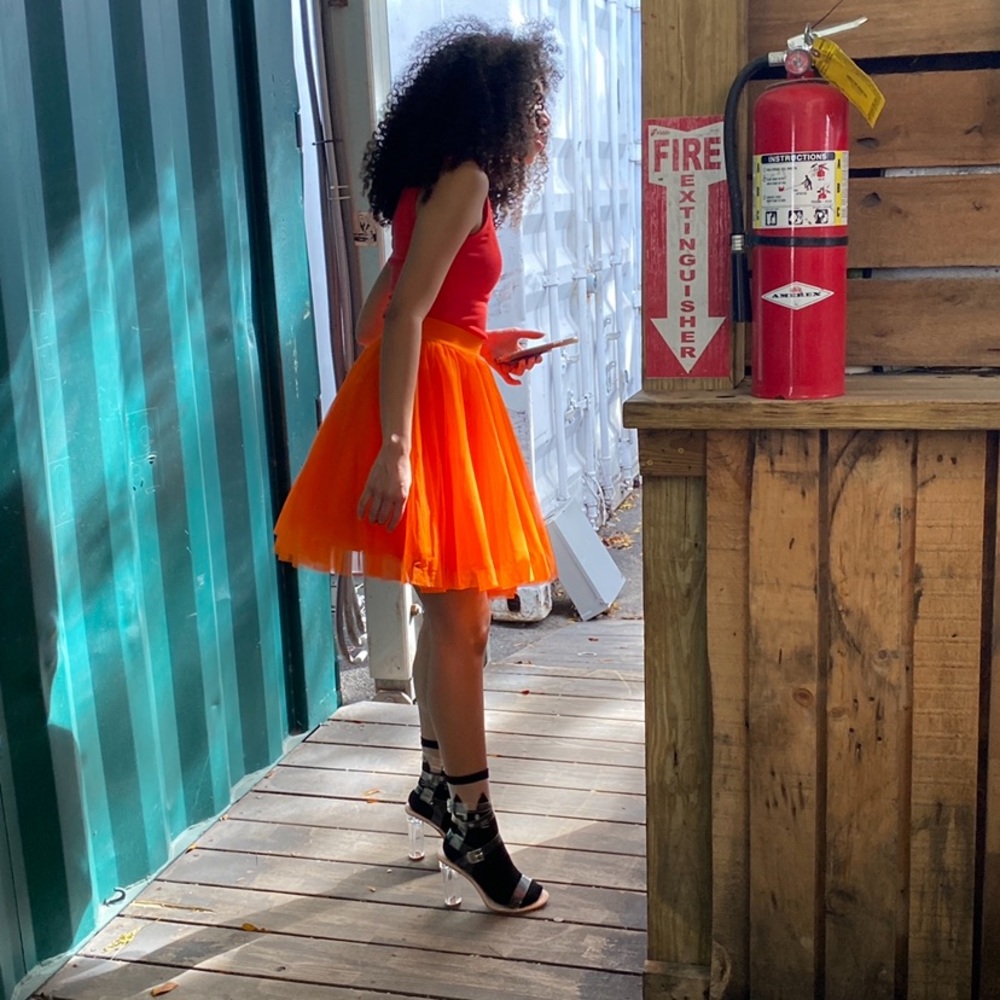 NWT - Now Limited sale!   Short Mini Miami Bright Orange tutu tulle skirt